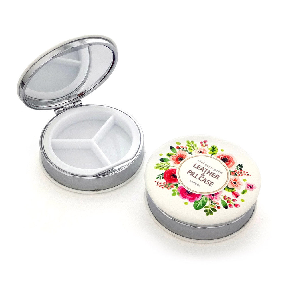 合皮コンパクトピルケース マカロン 丸型φ62mm 両面プリント