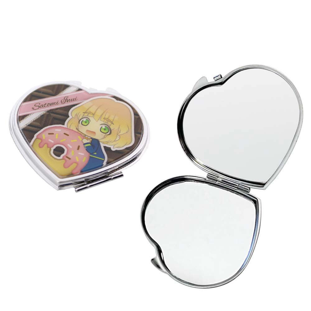 コンパクトミラー スチール ハート型 65×71mm シルバー