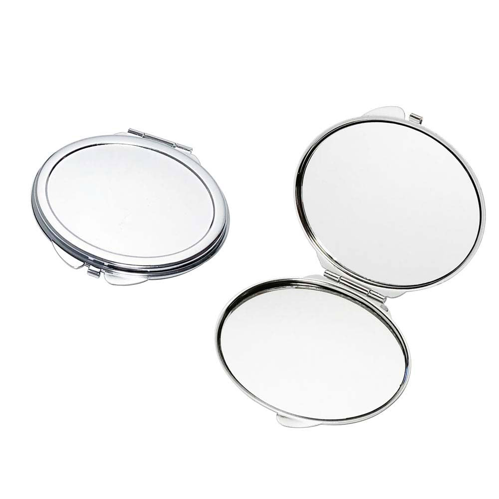 コンパクトミラー スチール 楕円型 57×72mm シルバー