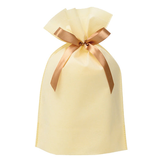 【ラッピング】不織布バッグ リボン付き 大 クリームカラー