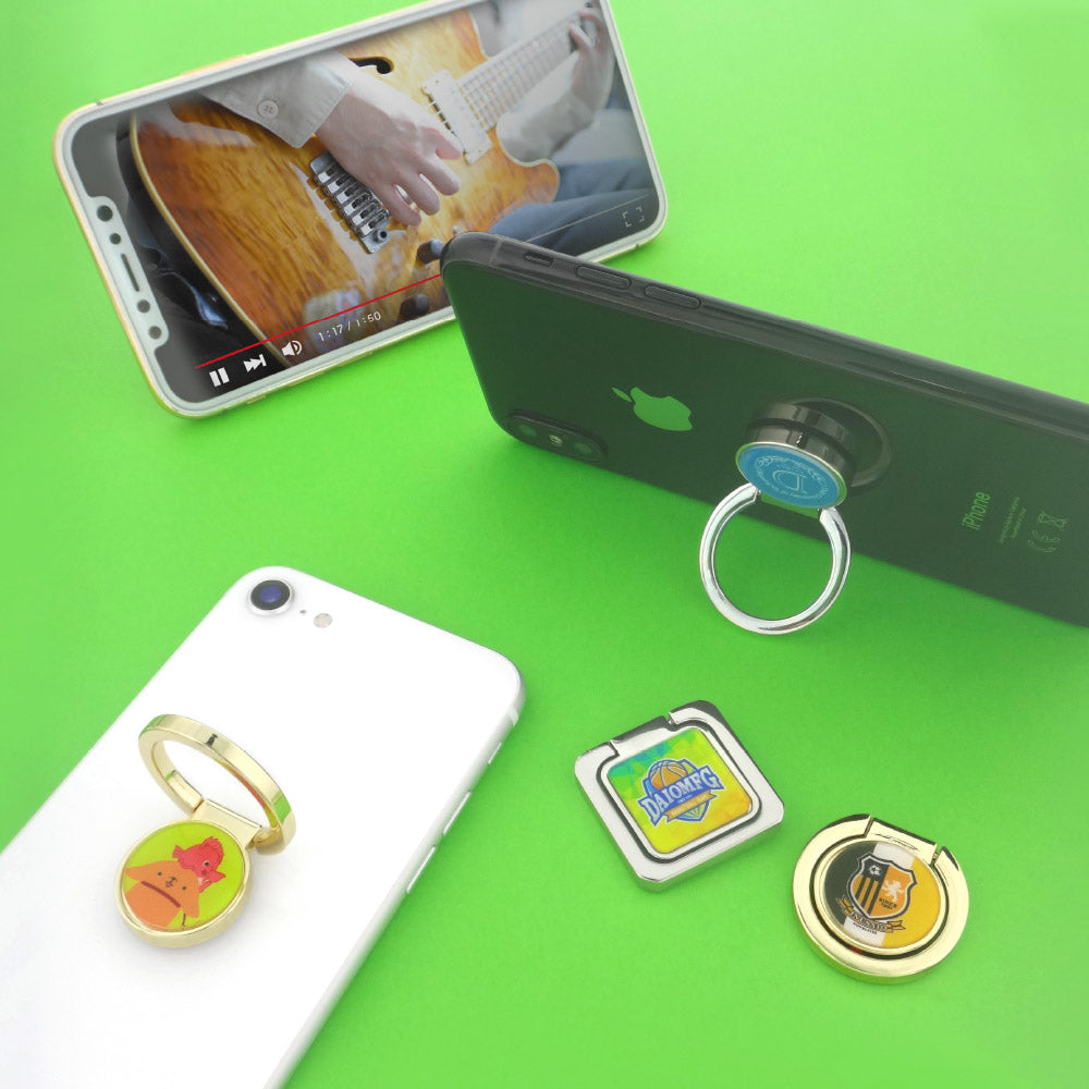 ダイキャスト スマホスタンドリング 角型 シルバー