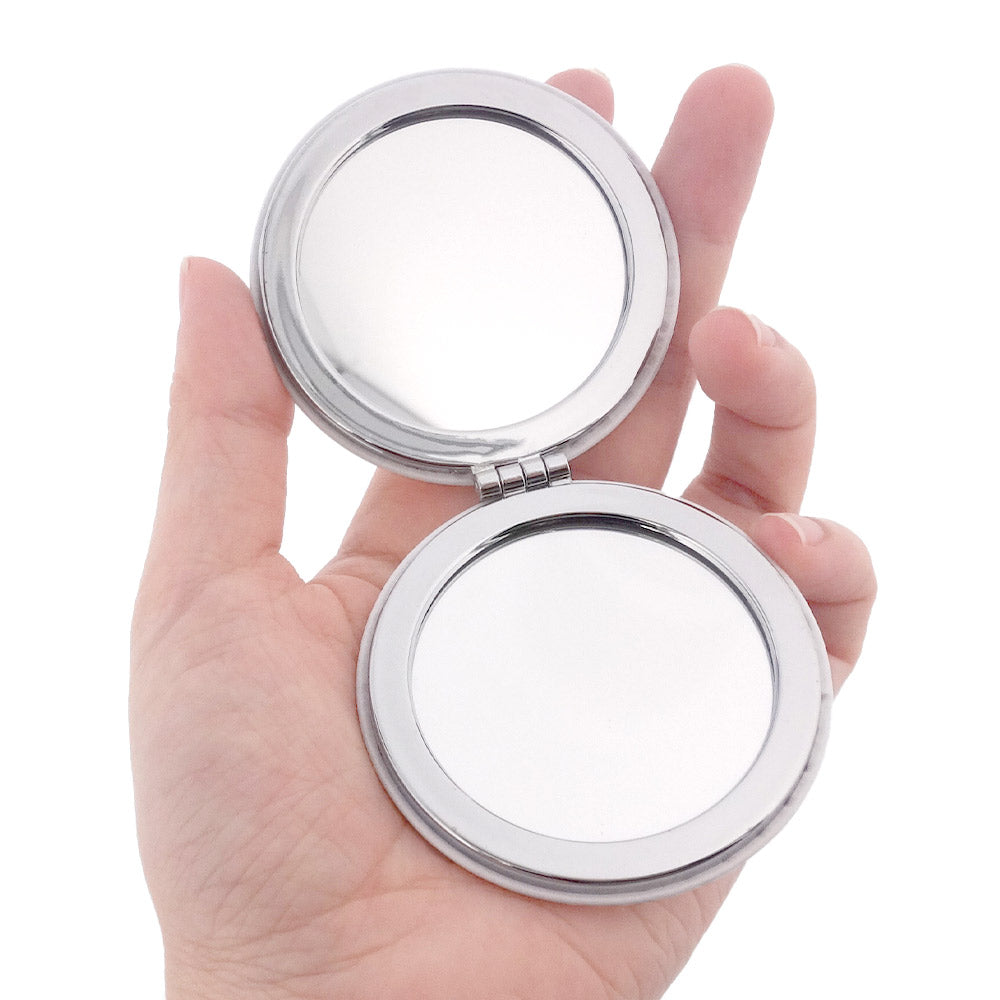 合皮コンパクトミラー クッキー 丸型 φ62mm 両面ミラー 拡大鏡付き 両面プリント