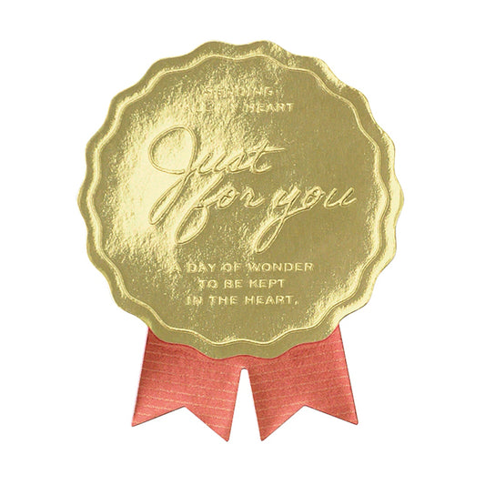 【ラッピング】ギフトシール リボン型シール Just for you 大 41×51mm