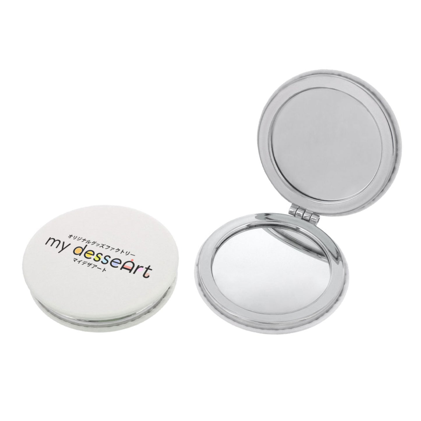 合皮コンパクトミラー クッキー 丸型 φ62mm 両面ミラー 拡大鏡付き 両面プリント