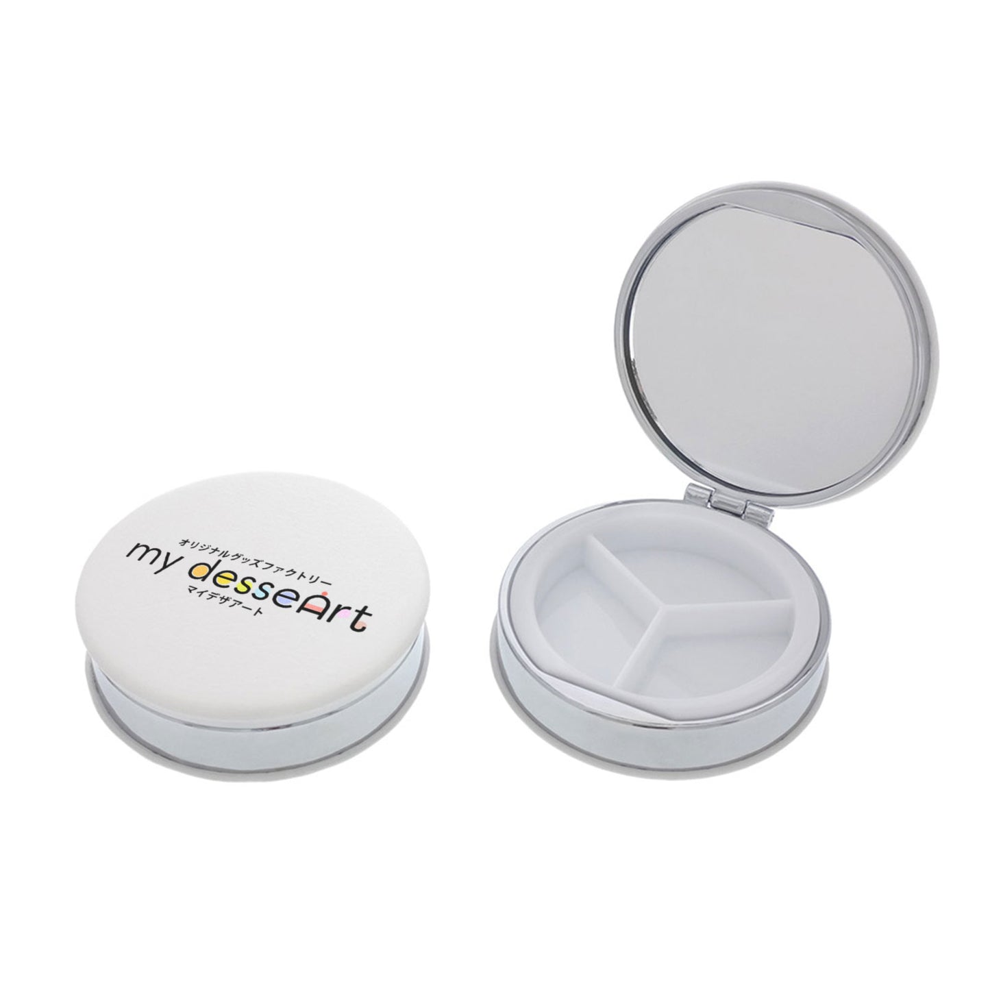 合皮コンパクトピルケース マカロン 丸型φ62mm 両面プリント