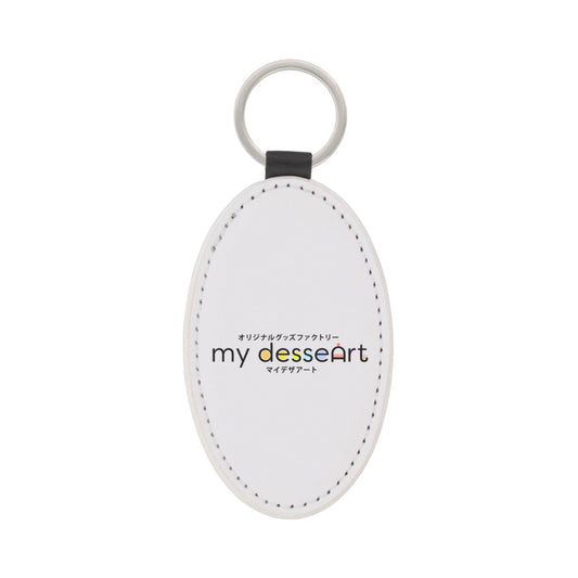 合皮レザー ミラータグキーホルダー 楕円型