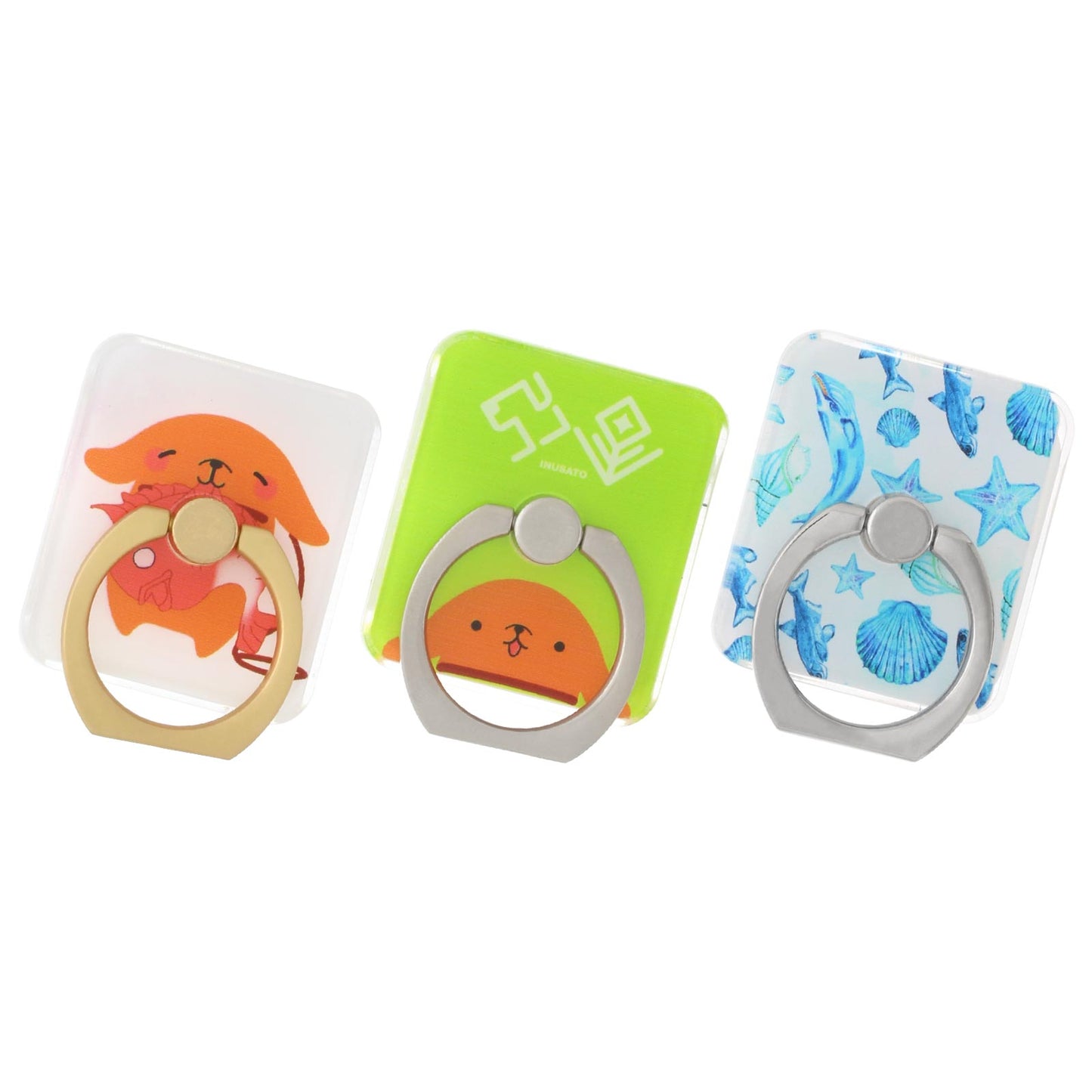 スマホ落下防止リング スクエア クリア 光沢シルバー