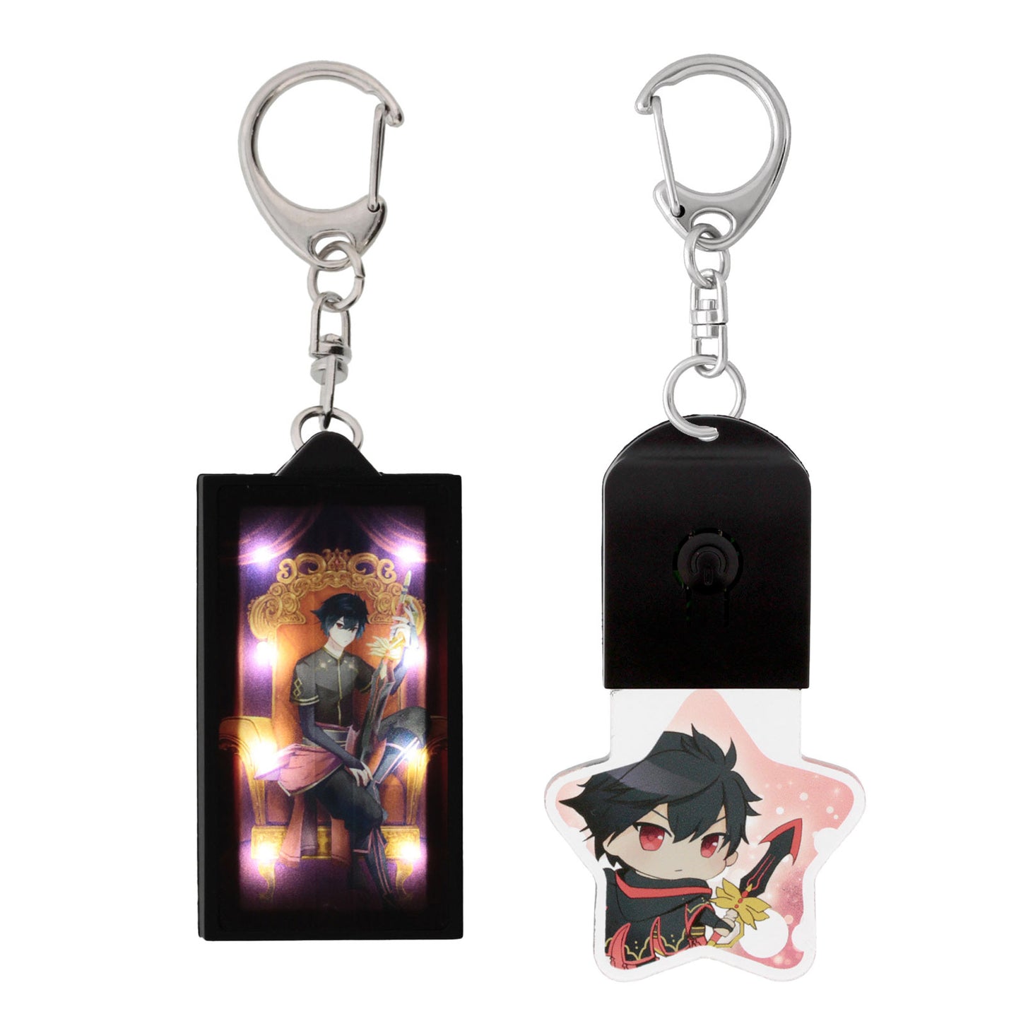 【フリーカット】LEDライトキーホルダー ホワイト 50mm